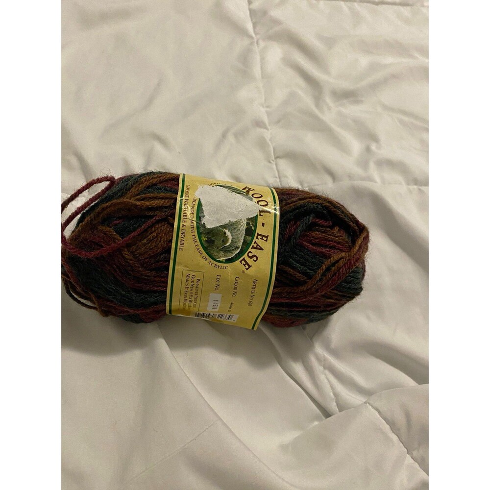 Lion Brand Wool-Ease Worsted Yarn Skein Acrylic/Wool Brown Green Burgundy